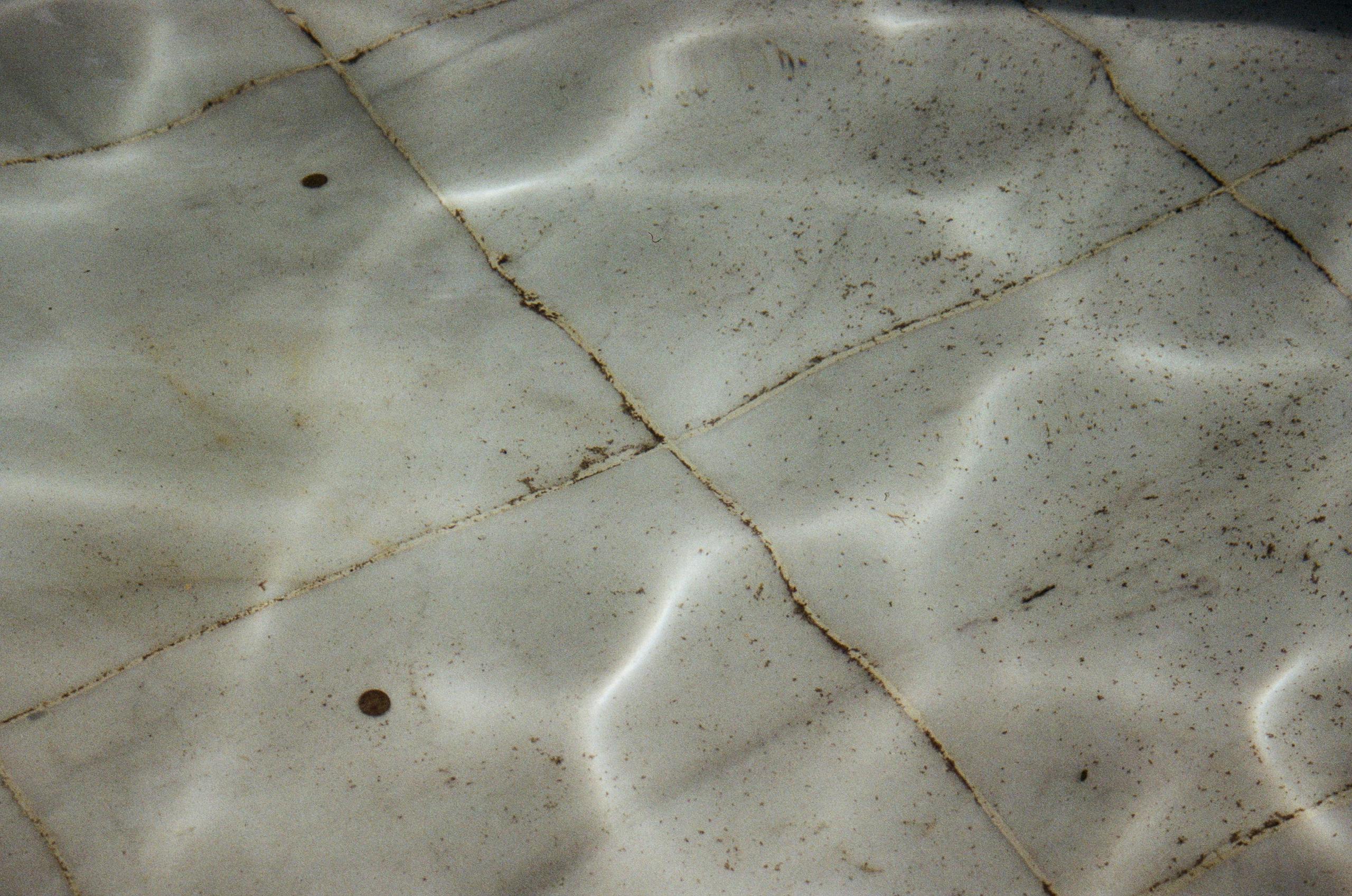 close-up of dirty tile grout